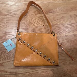 HOBO Orange Leather Studded Shoulder Bag